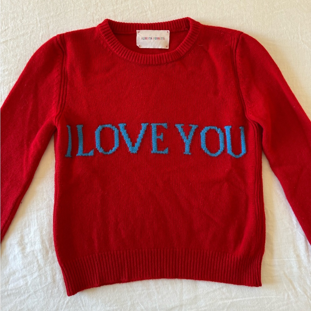 Alberta Ferretti “I LOVE YOU” cashmere sweater. Worn once. Looks new. Size small